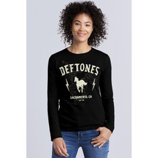 Rock&Roll Deftones Siyah Uzun Kollu Kadın Penye Tişört