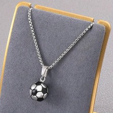 Herşey Nota  Futbol Topu Futbolcu Hediyelik Erkek Kolye 316L Paslanmaz Çelik A+++ Plus - 70CM Zincir