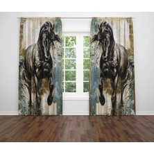 Miraxx Özel Tasarım Dekoratif Baskı Salon Mutfak Oturma Odası 3D Baskılı Fon Perde 229