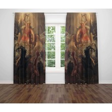 Miraxx Özel Tasarım Dekoratif Baskı Salon Mutfak Oturma Odası 3D Baskılı Fon Perde 367