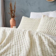 Petek Battaniye Seti Tek Kişilik Krem