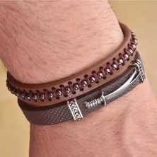 İdol Avm Zülfikar Kombin Çift Erkek Deri Bileklik Takı B24 T5