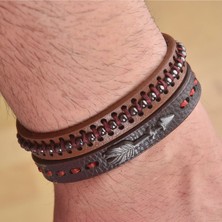 İdol Avm Ok Simgeli Kombin Çift Erkek Deri Bileklik Takı B24 T5