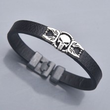 İdol Avm Erkek Deri Bileklik Kuru Kafalı Takı Aksesuar B24 T5