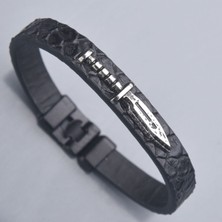 İdol Avm Komando Siyah Erkek Deri Bileklik Takı Aksesuar B24 T5