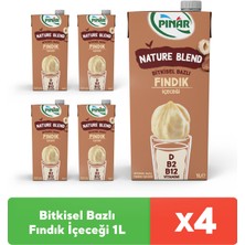 Pınar Nature Blend Bitkisel Bazlı Fındık Içeceği 1 L Vegan Laktozsuz x 4 Adet