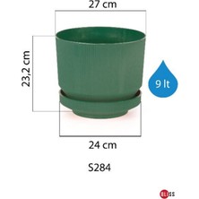 Neotan 9 Litre Antrasit Dekoratif Lüks Saksı Iç Dış Mekan Tabaklı Plastik Çiçek Saksısı