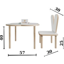 Ahşap Okulu Oyun Aktivite Masası - Etkinlik Masası - Çocuk Ders Çalışma Masası-  Yonca Masa ve Tavşan Sandalye