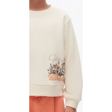 Çiçek Desenli Uzun Kollu Kız Çocuk Sweatshirt 4-8 Yaş 37516
