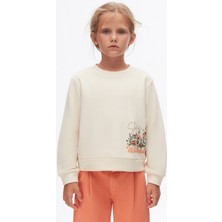 Çiçek Desenli Uzun Kollu Kız Çocuk Sweatshirt 4-8 Yaş 37516