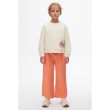 Çiçek Desenli Uzun Kollu Kız Çocuk Sweatshirt 4-8 Yaş 37516