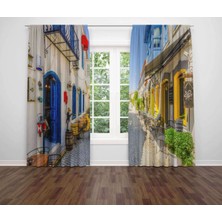 Miraxx Özel Tasarım Dekoratif Baskı Salon Mutfak Oturma Odası 3D Baskılı Fon Perde 249