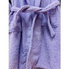 Hera Textile Kapüşonlu ve Kemerli Pamuklu LİLA Erkek-Kız Genç Çocuk Bornozu(PAMUKLU-YUNUS NAKIŞLI-YUMUŞAK)