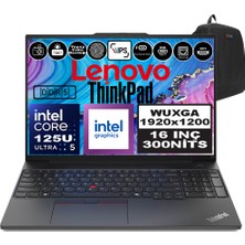 Lenovo Thinkpad E16 Gen2 Intel Core Ultra 5 125U Ddr5 48GB 512GB SSD Intel® Aı Boost 16" Wuxga IPS Windows 11 Home Taşınabilir Bilgisayar 21MA003MTXH17 + Zetta Çanta