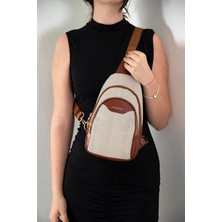Silver & Polo Silver Polo Bej - Taba Hasır Kadın Vücut Çantası SP959
