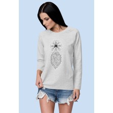 Rock&Roll Yıldız Prenses Gri Uzun Kollu Kadın Penye Tişört