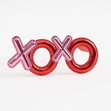 Kırmızı Renk Xoxo Yazılı Parti Gözlüğü 17X7 cm