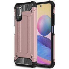 noktaks - Xiaomi Poco M3 Pro - Kılıf Çift Katman Zırh Tank Crash Military Kapak - Rose Gold - T18215