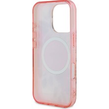 Guess iPhone 16 Pro Uyumlu Kılıf Guess Orjinal Lisanslı Magsafe Şarj Özellikli Flower Tonal Circle Pembe