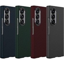 Alan Tech Galaxy Z Fold 6 Kılıf Kamera Korumalı Karbon Fiber Tasarımlı Arka Yüzey Kıpta Karbon Kapak