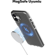 Mutural iPhone 16 Uyumlu Kılıf Magsafe Şarj Özellikli Oyuklu Tasarım Mutural Bumpy Clear Kapak Gri