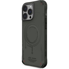 Skinarma iPhone 16 Pro Uyumlu Kılıf Magsafe Şarj Özellikli Metal Kamera Çerçeveli Skinarma Mecha Serisi Olive