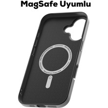 Mutural iPhone 16 Uyumlu Kılıf Magsafe Şarj Özellikli Karbon Fiber Desenli Mutural Montage Kapak Siyah