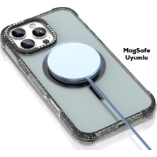 Mutural iPhone 16 Pro Uyumlu Kılıf Magsafe Şarj Özellikli Taşlı ve Simli Tasarım Mutural Blink Kapak Siyah