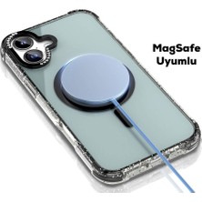 Mutural iPhone 16 Uyumlu Kılıf Magsafe Şarj Özellikli Taşlı ve Simli Tasarım Mutural Blink Kapak Siyah