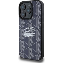 Lacoste iPhone 16 Pro Uyumlu Kılıf Lacoste Orjinal Lisanslı Magsafe Özellikli Mono Vintage Logo Lacivert