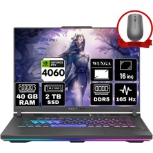 Asus Rog Strıx G16 Intel Core I9-14900HX 40GB 2tb SSD RTX4060/8GB 16" Wuxga 165Hz W11H Taşınabilir Bilgisayar G614JVR-N3097-A51 & Anzar Mouse