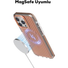 Mutural iPhone 16 Pro Uyumlu Kılıf Magsafe Şarj Özellikli Oyuklu Tasarım Mutural Bumpy Clear Rose Gold