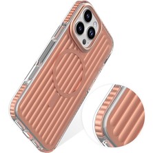 Mutural iPhone 16 Pro Uyumlu Kılıf Magsafe Şarj Özellikli Oyuklu Tasarım Mutural Bumpy Clear Rose Gold