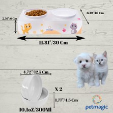 Petmagic Akrilik Pleksi Evcil Hayvan Renkli Seramik Kaseli Kedi ve Köpek Mama Su Kabı-Mat Kediler