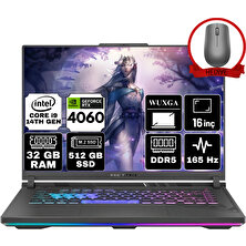 Asus Rog Strıx G16 Intel Core I9-14900HX 32GB 512GB SSD RTX4060/8GB 16" Wuxga 165Hz W11P Taşınabilir Bilgisayar G614JVR-N3097-A77 & Anzar Mouse