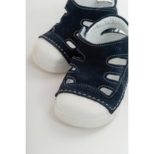mnpc Unisex Çocuk Lacivert Deri Ortopedik Destekli İlk Adım Ayakkabı
