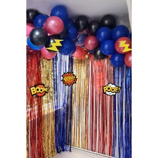 Pekshop Süper kahramanlar tema doğum günü balon zinciri seti fon perdeli doğum günü süsleme seti