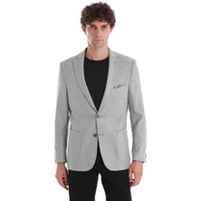 Haki Comfort Fit Desenli Mono Yaka Klasik Ceket