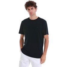 Lacivert Regular Fit Düz Bisiklet Yaka Triko Tişört