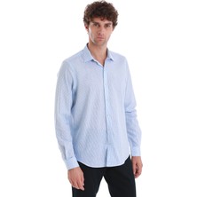 Mavi Comfort Fit Baskılı Slim Yaka Uzun Kollu Spor Gömlek