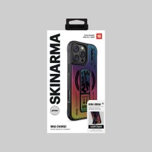 Skinarma iPhone 16 Pro Uyumlu Kılıf Skinarma Holografik Tasarımlı Standlı Deri Görünümlü Kira Kobai Colorful