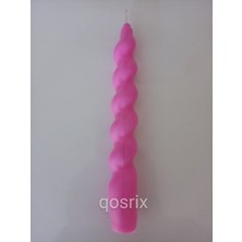 qosrix Açık Pembe Renk Italyan Burgulu Şamdan Soya Mumu Doğal Kokulu Uzun Çubuk Konik Burgu Spiral Mum 1 Adet