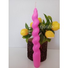 qosrix 4'lü Açık Pembe Renk Italyan Burgulu Şamdan Soya Mumu Doğal Kokulu Uzun Çubuk Konik Burgu Mum Spiral