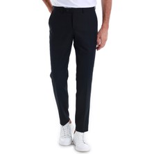 Lacivert Slim Fit Düz Yandan Cepli Kumaş Pantolon