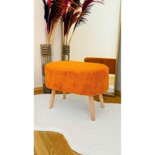 Bounteous Oval Model Ahşap Ayaklı Teddy Kumaş Dekoratif Puf Bench