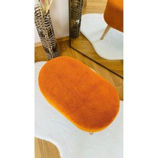 Bounteous Oval Model Ahşap Ayaklı Teddy Kumaş Dekoratif Puf Bench