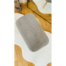 Bounteous Ahşap Ayaklı Teddy Kumaş Dikdörtgen Dekoratif Puf Bench Gri