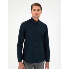 Pierre Cardin Erkek Lacivert Regular Fit Uzun Kollu Gömlek 50292553-VR033