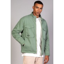 Erkek Mint Yeşili Içi Hafif Kapitone Oversize Kot Ceket