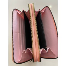 Pink Gül Kurusu Cüzdan Çift Fermuarlı 20X10 cm